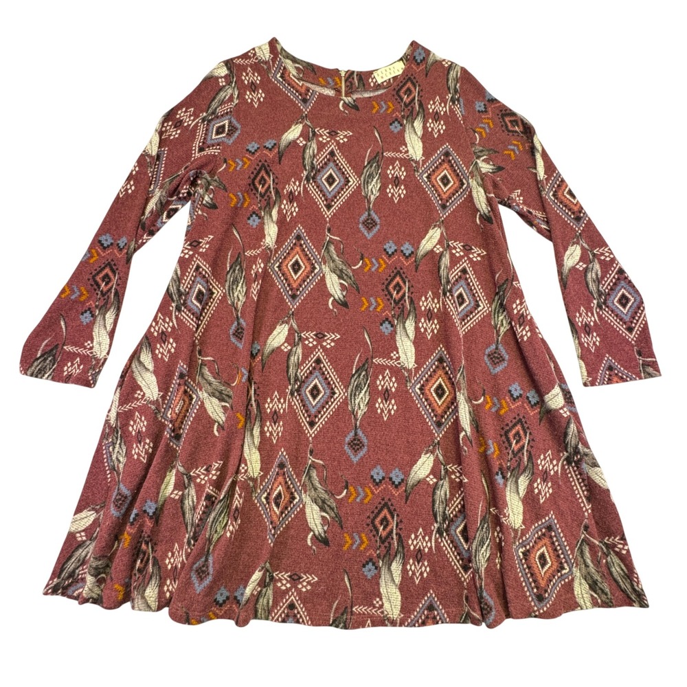 Motif Sweater Dress Women's‎ XL Southwestern Feathers Geometric Long Sleeve